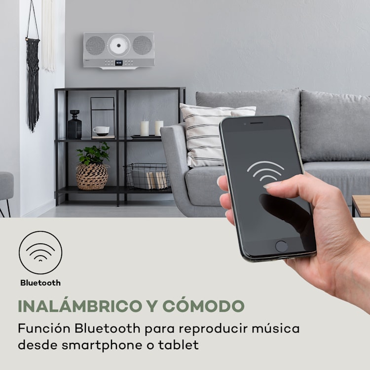 Silver Star Swing Equipo estéreo vertical de CD y alta fidelidad amplificador con radio por Internet/DAB+/FM reproductor de CD WiFi Plata