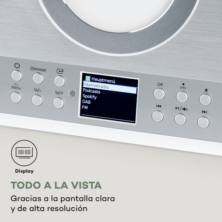 Silver Star Swing Equipo estéreo vertical de CD y alta fidelidad amplificador con radio por Internet/DAB+/FM reproductor de CD WiFi Plata