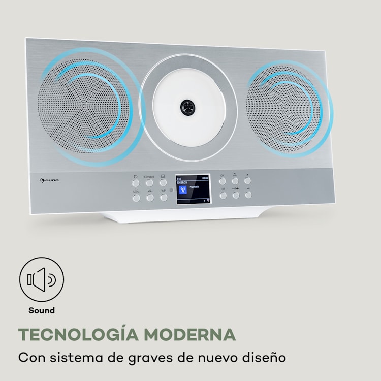 Silver Star Swing Equipo estéreo vertical de CD y alta fidelidad amplificador con radio por Internet/DAB+/FM reproductor de CD WiFi Plata