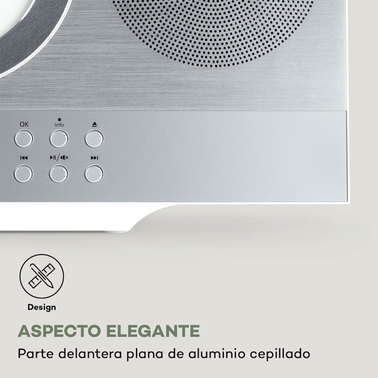 Silver Star Swing Equipo estéreo vertical de CD y alta fidelidad amplificador con radio por Internet/DAB+/FM reproductor de CD WiFi Plata