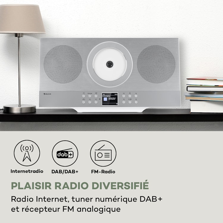 Silver Star CD HiFi Amplificateur Récepteur radio Internet/DAB+/FM lecteur CD WiFi Argent