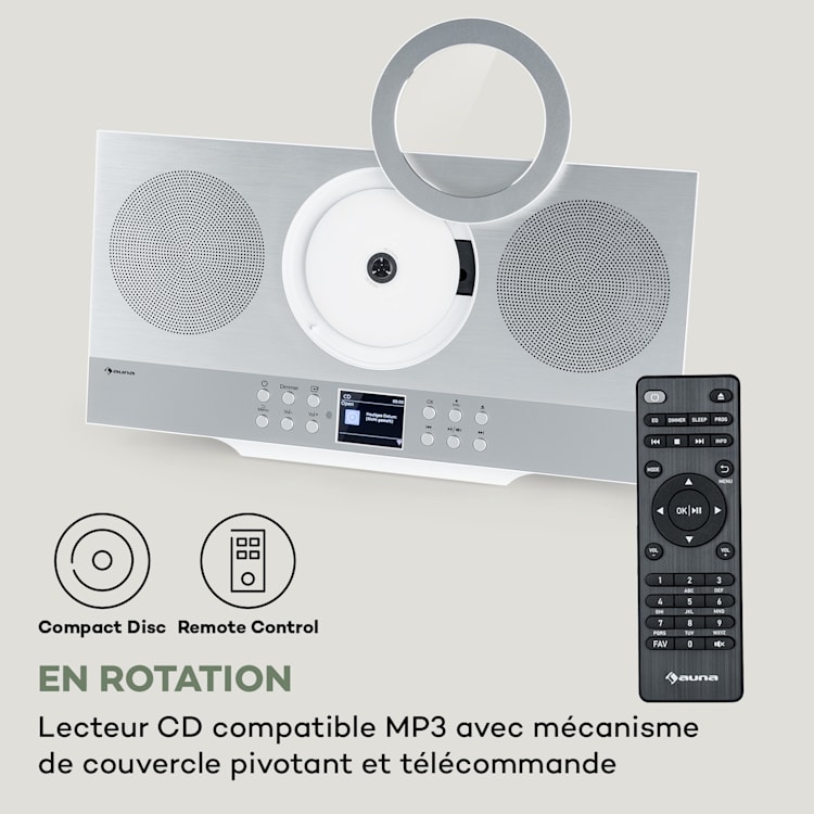 Silver Star CD HiFi Amplificateur Récepteur radio Internet/DAB+/FM lecteur CD WiFi Argent