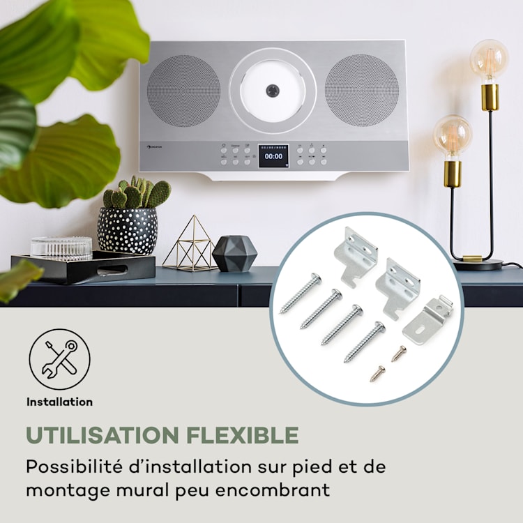 Silver Star CD HiFi Amplificateur Récepteur radio Internet/DAB+/FM lecteur CD WiFi Argent