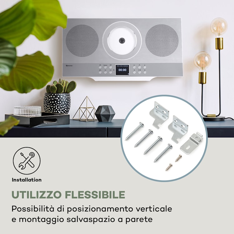 Silver Star - Ricevitore CD Hi-Fi, amplificatore, radio web/DAB+/FM, lettore CD, WiFi Argento