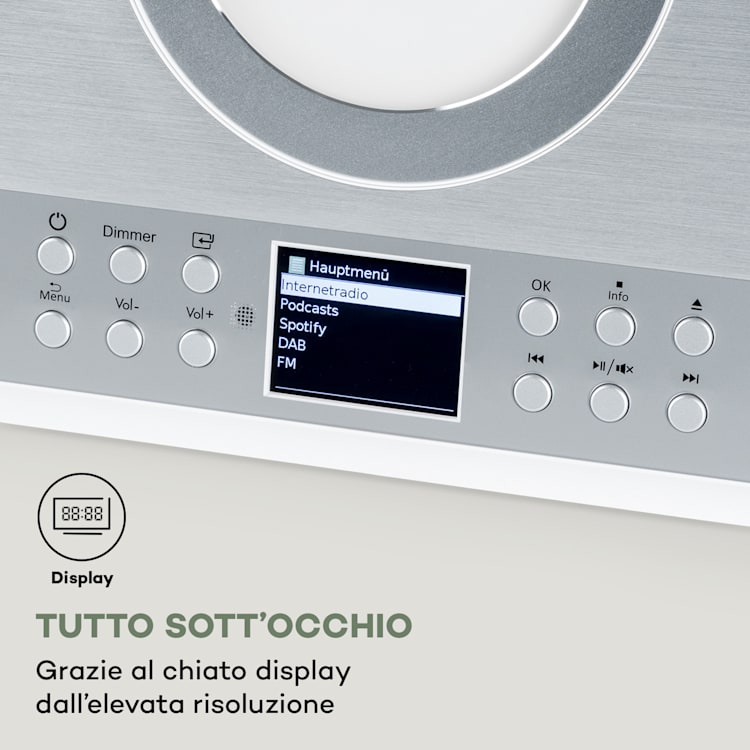 Silver Star - Ricevitore CD Hi-Fi, amplificatore, radio web/DAB+/FM, lettore CD, WiFi Argento