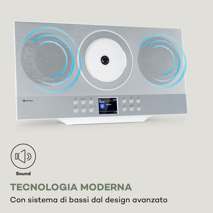 Silver Star - Ricevitore CD Hi-Fi, amplificatore, radio web/DAB+/FM, lettore CD, WiFi Argento