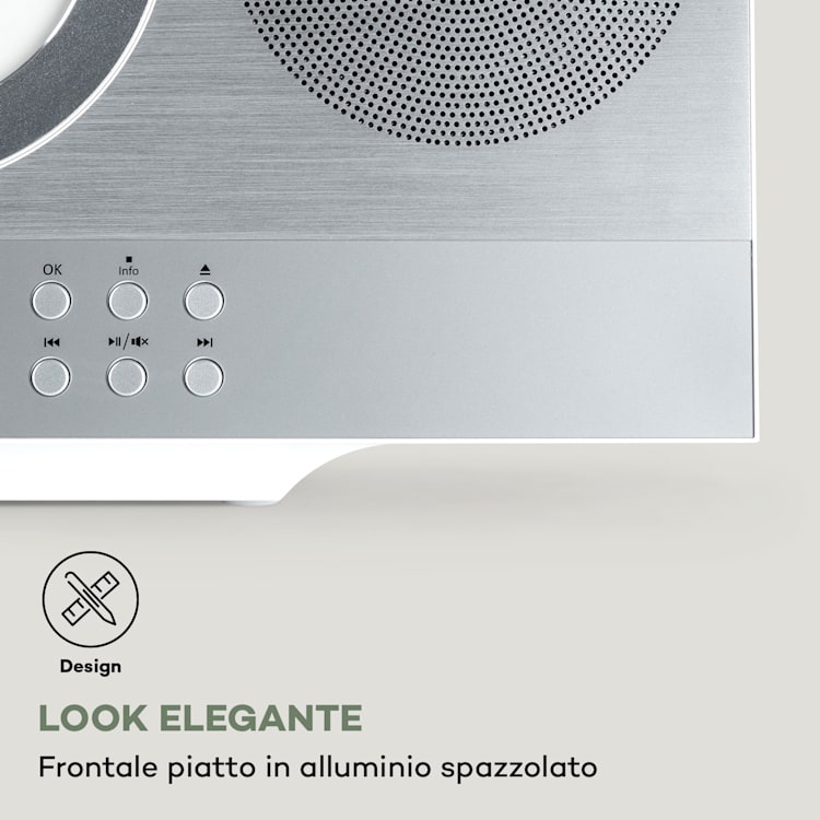 Silver Star - Ricevitore CD Hi-Fi, amplificatore, radio web/DAB+/FM, lettore CD, WiFi Argento