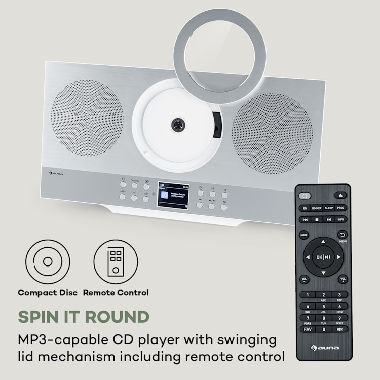 Amplificador recetor Hi-fi-CD Silver Star Rádio Internet/DAB+/Rádio FM Leitor de CDs WiFi Prateado