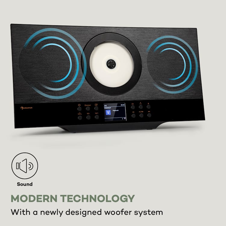 Silver Star Swing, vertikalni stereo sustav, CD-HiFi-prijemnik, pojačalo, internet / DAB + / FM radio, CD player, WiFi Crna