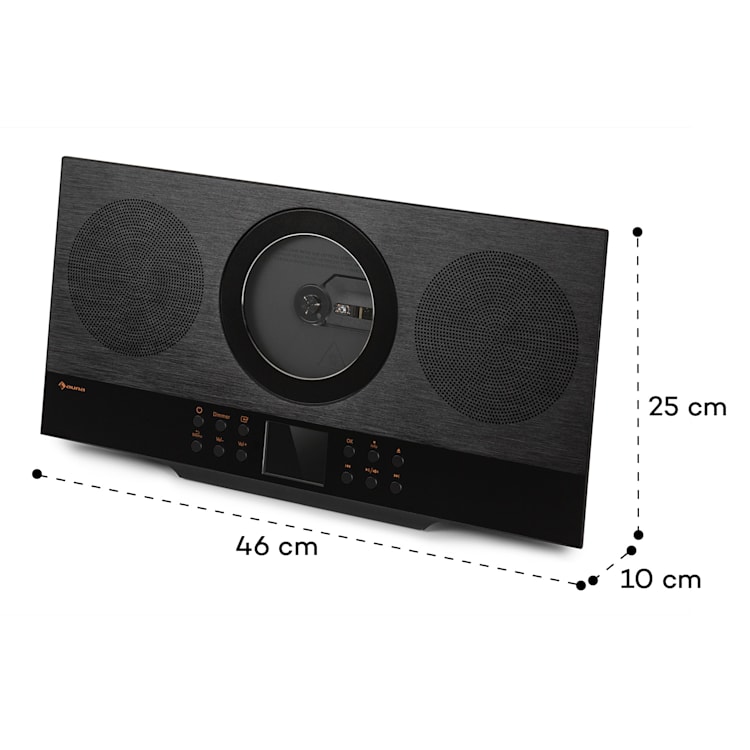 Silver Star Swing, vertikalni stereo sustav, CD-HiFi-prijemnik, pojačalo, internet / DAB + / FM radio, CD player, WiFi Crna