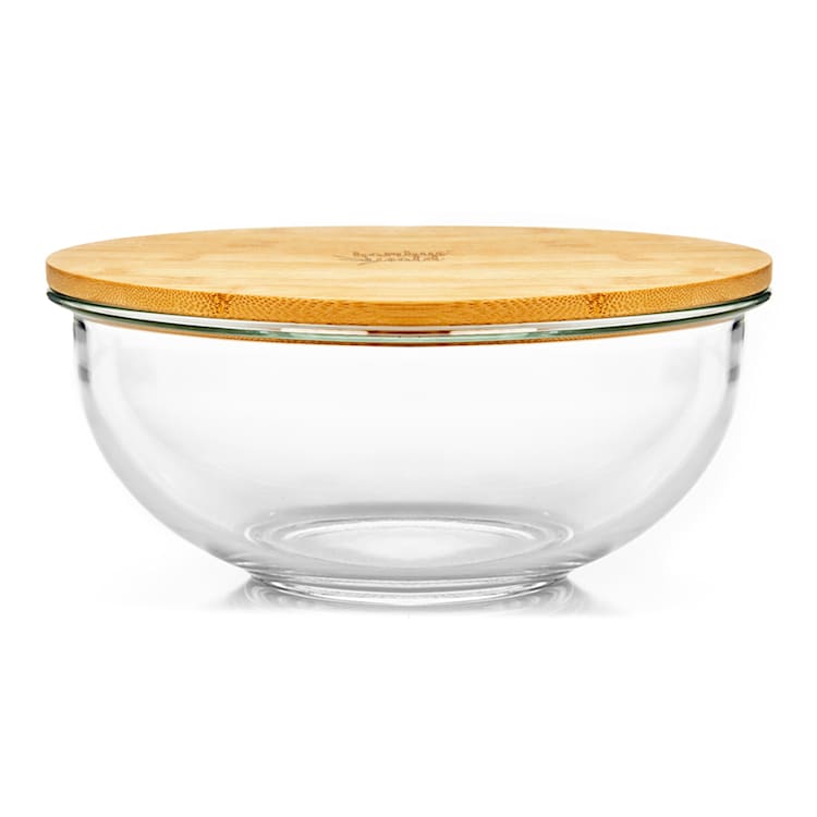 Glasschüssel 3200 ml Bambusdeckel verschließbar BPA-frei Größe XL 3200 ml