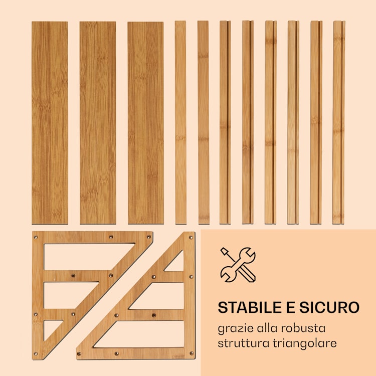 Portaspezie triangolare, 3 ripiani, 39,5 x 23,2 x 21,5 cm, in bambù sostenibile