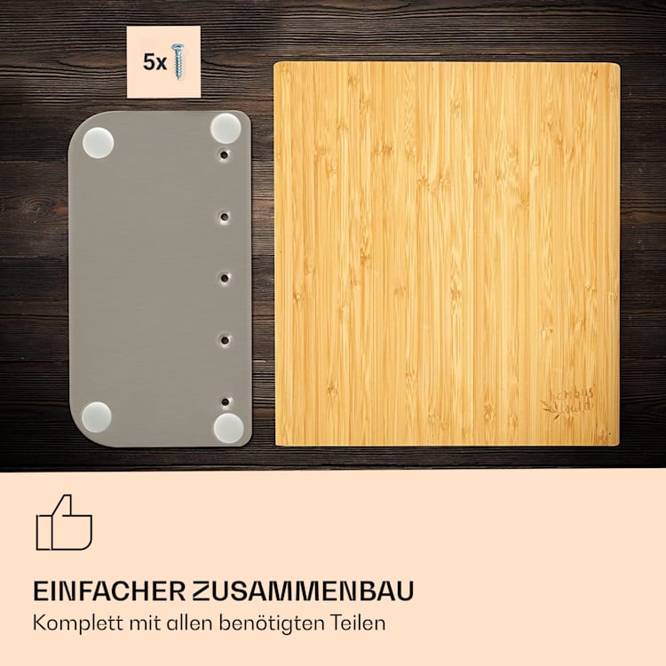 Messerblock schräg, magnetisch, für 4-6 Messer, Bambus, Edelstahl Schräg