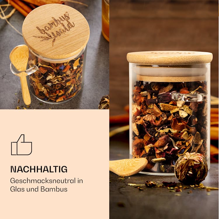 Gewürzgläser mit Bambuslöffel 6 Stück je 200 ml luftdicht