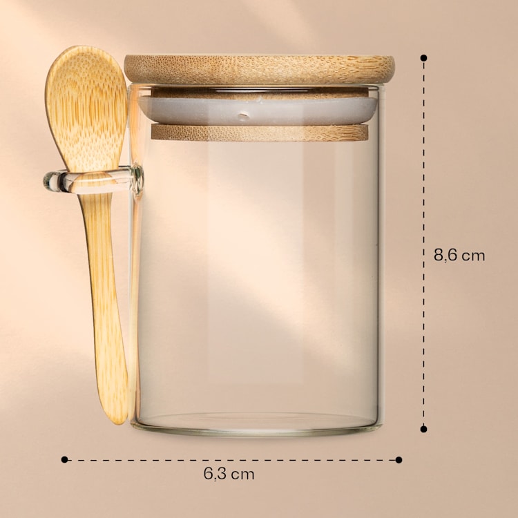 Pojemniki na przyprawy z bambusowymi łyżeczkami, 6 sztuk o pojemności 200 ml, hermetyczne