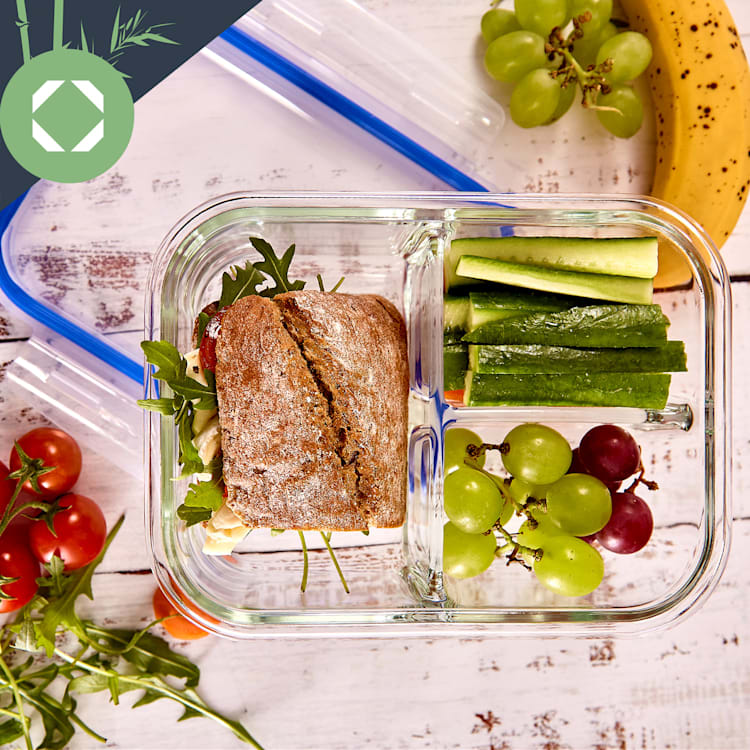 Zestaw pojemników na lunch z przegródkami, 4 x 1040 ml, 3 przegródki, klipsy