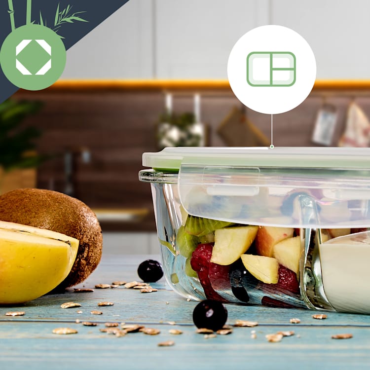 Zestaw pojemników na lunch z przegródkami, 4 x 1040 ml, 3 przegródki, klipsy
