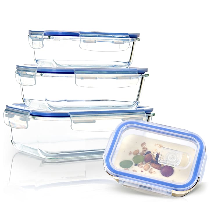 Fiambrera de vidrio rectangular 1520 ml, 1040 ml, 640 ml, 370 ml con tapa Juego de 4 unidades