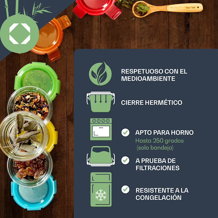 Juego de 6 tarros de colores con cierre hermético sabrosos