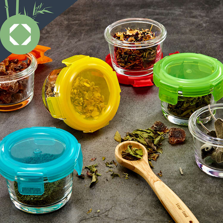 Baby jars set of 6 colorful lids airtight closure tasty