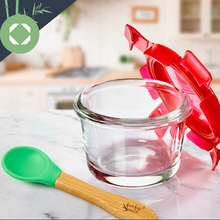 Baby jars set of 6 colorful lids airtight closure tasty