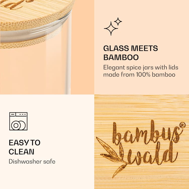 Frascos redondos tampas de bambu 10 peças cada 150 ml herméticos