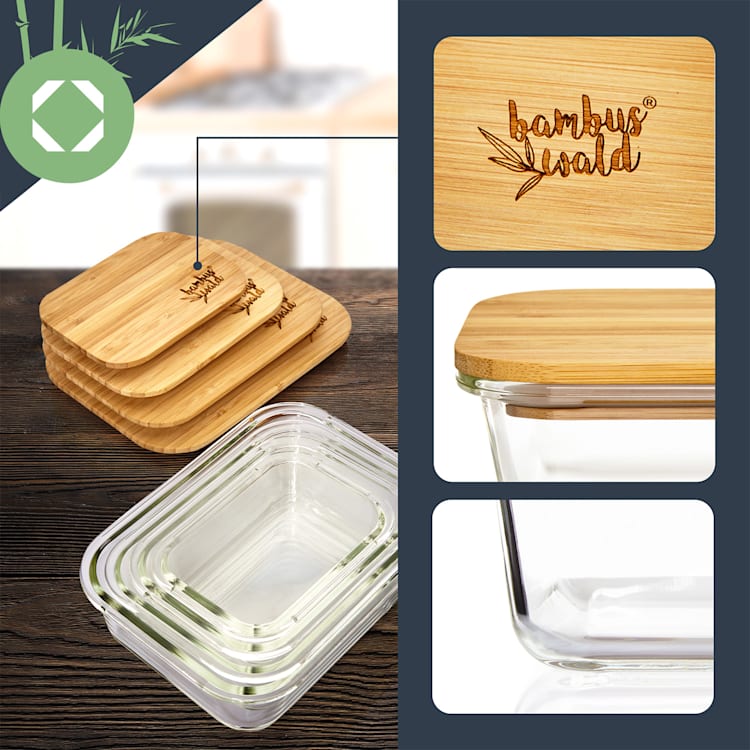 Glasbox mit Bambusdeckel 2800 ml luftdicht plastikfreie Aufbewahrung 2800 ml