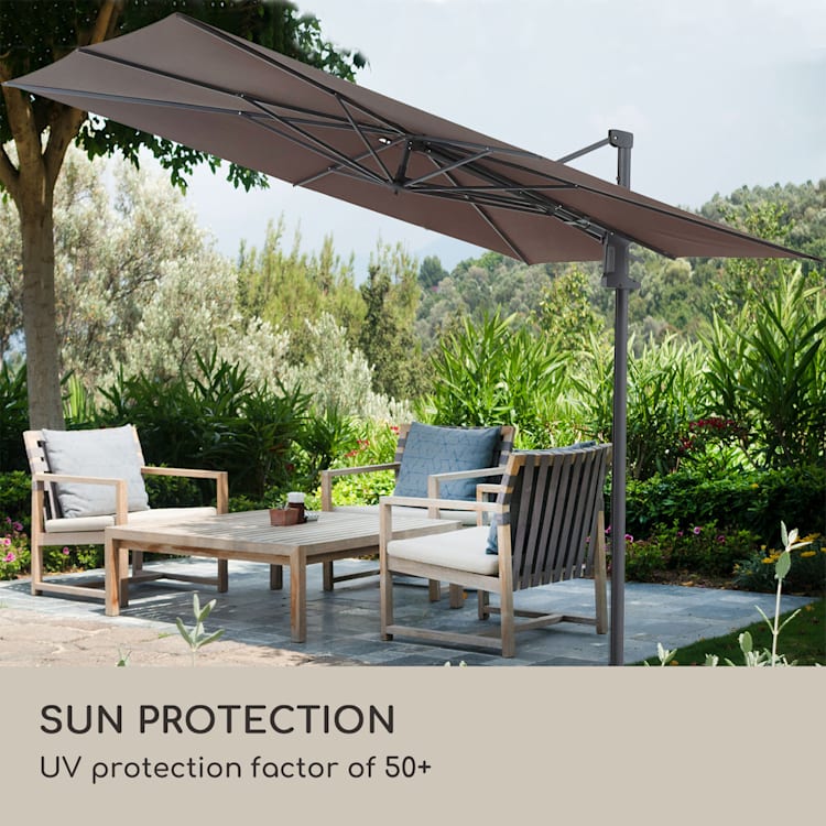 Guarda-sol Saint-Tropez 3 eixos rotativos 360° giratório 3 x 3,55 m Proteção UV 50+