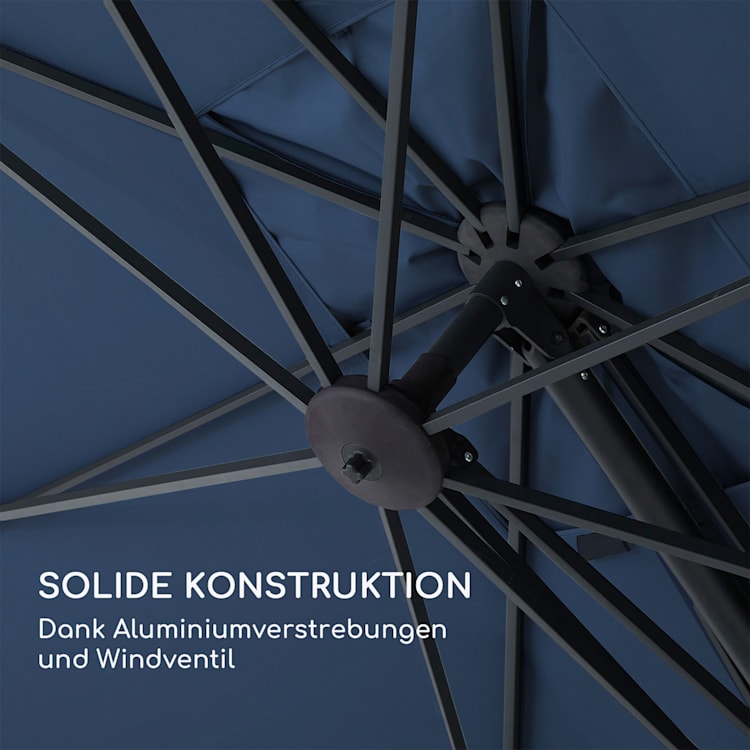 Saint-Tropez Ampelschirm 3-Achsen-Rotation 360° drehbar 3 x 3,55 m UV-Schutz 50+ Blau