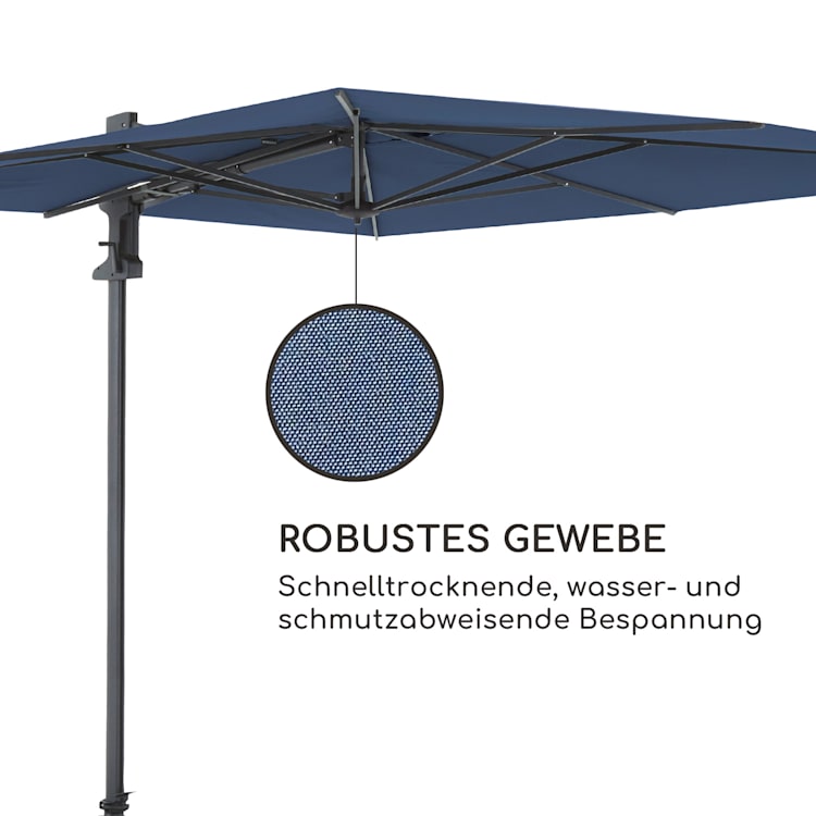 Saint-Tropez Ampelschirm 3-Achsen-Rotation 360° drehbar 3 x 3,55 m UV-Schutz 50+ Blau