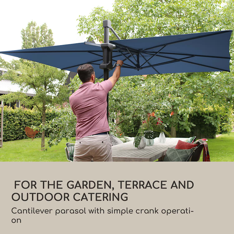 Saint-Tropez Traffic Light Umbrella 3-axis rotation 360° rotatable 3 x 3.55 m UV protection 50+ Blue