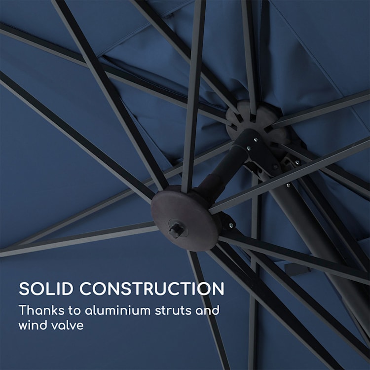 Saint-Tropez Traffic Light Umbrella 3-axis rotation 360° rotatable 3 x 3.55 m UV protection 50+ Blue