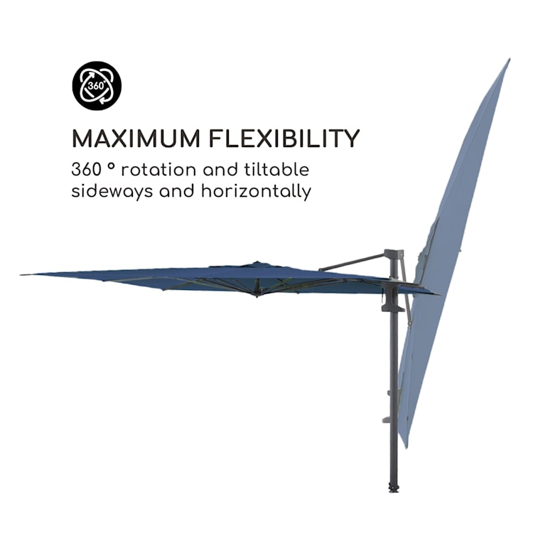 Saint-Tropez Traffic Light Umbrella 3-axis rotation 360° rotatable 3 x 3.55 m UV protection 50+ Blue