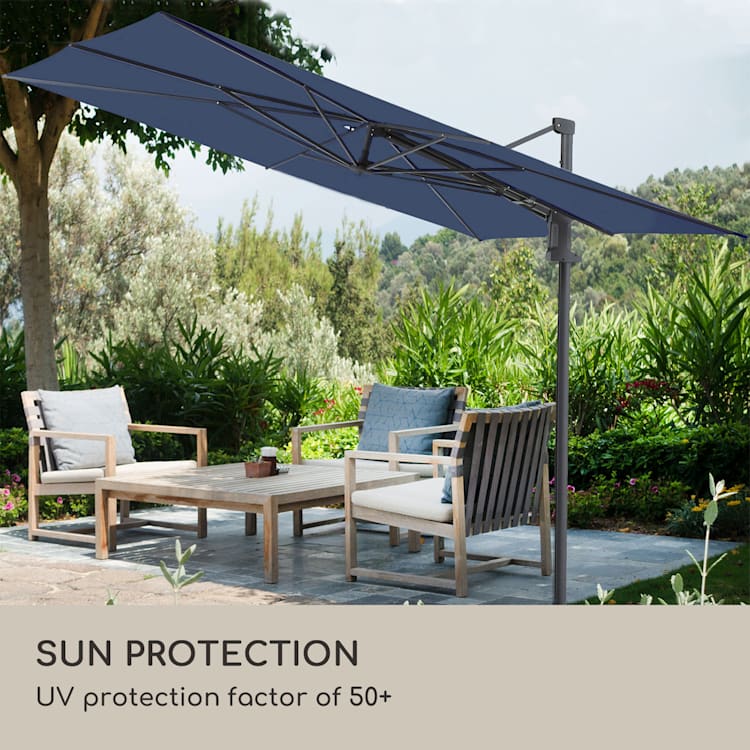 Saint-Tropez Traffic Light Umbrella 3-axis rotation 360° rotatable 3 x 3.55 m UV protection 50+ Blue