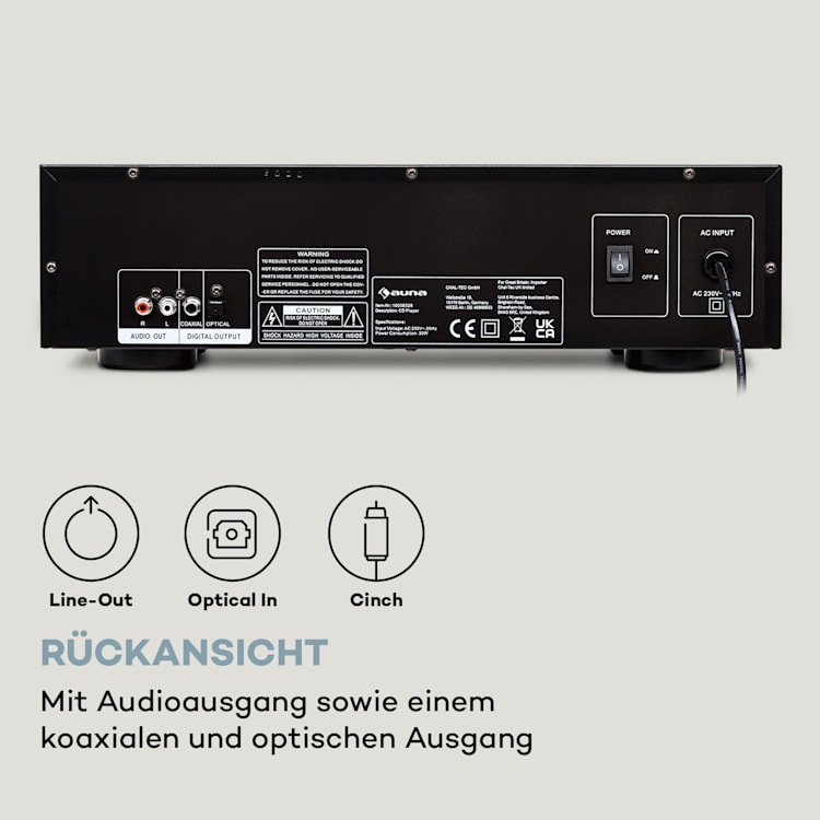 CD-1000 DG CD-Player USB MP3 Fernbedienung LED-Display Aluminium Schwarz