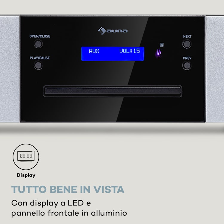 CD-1000 DG - Lettore CD, USB, MP3, telecomando, display, LED, alluminio Argento metallizzato