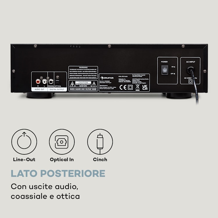 CD-1000 DG - Lettore CD, USB, MP3, telecomando, display, LED, alluminio Argento metallizzato