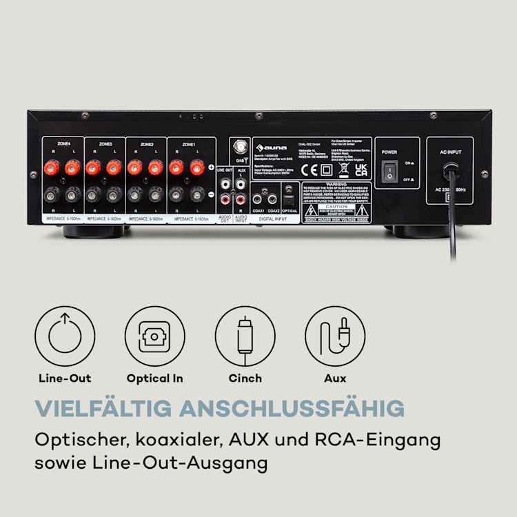 AMP-4000 DAB Hifi-Stereo-Verstärker DAB+-Radio USB Fernbedienung LED-Display Silber
