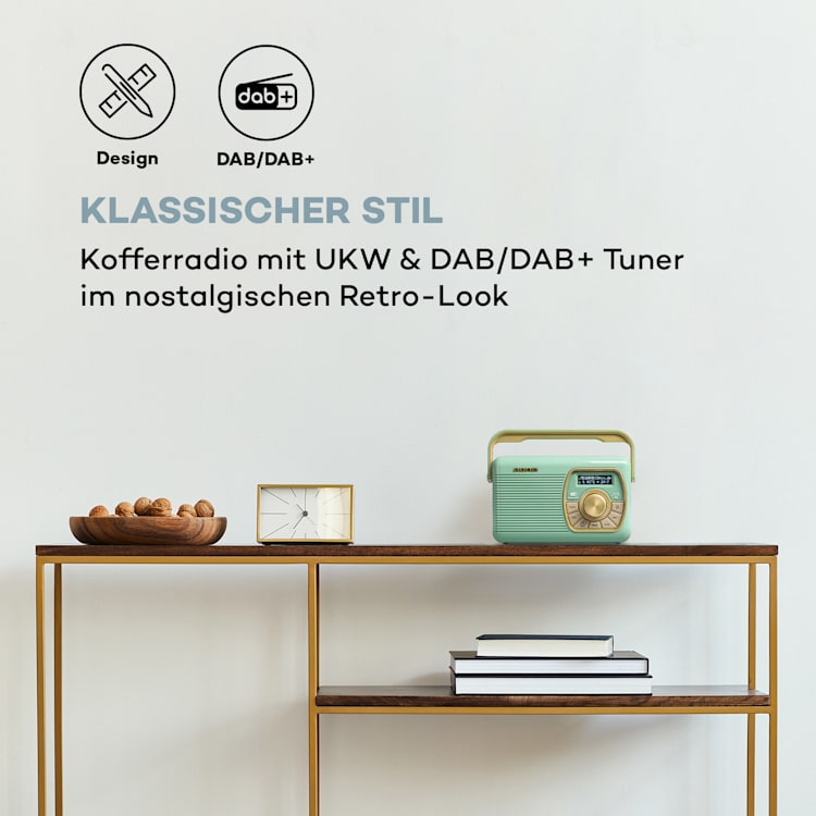 Buddy Digitalradio DAB/DAB+/UKW Bluetooth 5.0 AUX 1Ah-Akku mobil Retro Grün