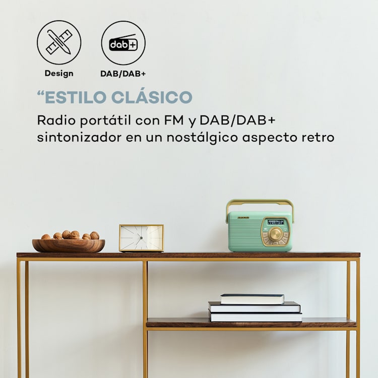 Buddy Radio digital DAB/DAB+/FM luetooth 5.0 AUX Batería de 1Ah Móvil Retro Verde
