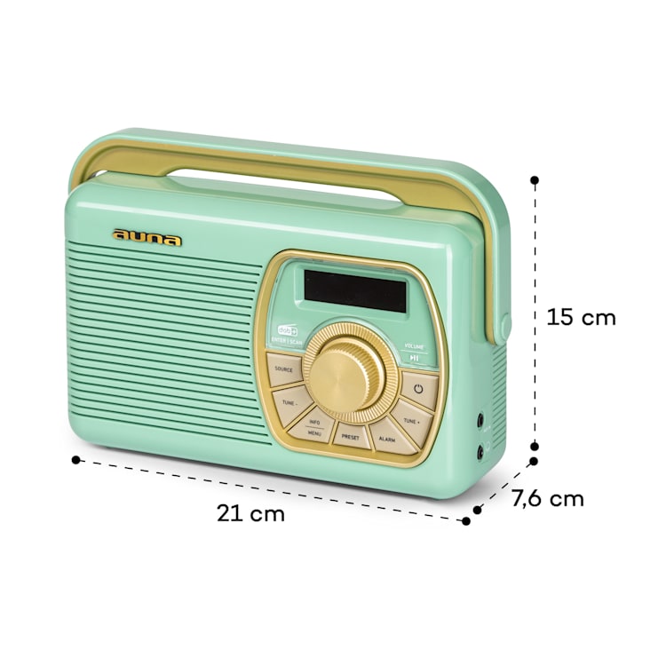 Buddy Digitalradio DAB/DAB+/UKW Bluetooth 5.0 AUX 1Ah-Akku mobil Retro Grün