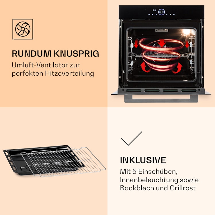 Illuminosa Smart Einbaubackofen 2800W 11 Funktionen App-Steuerung