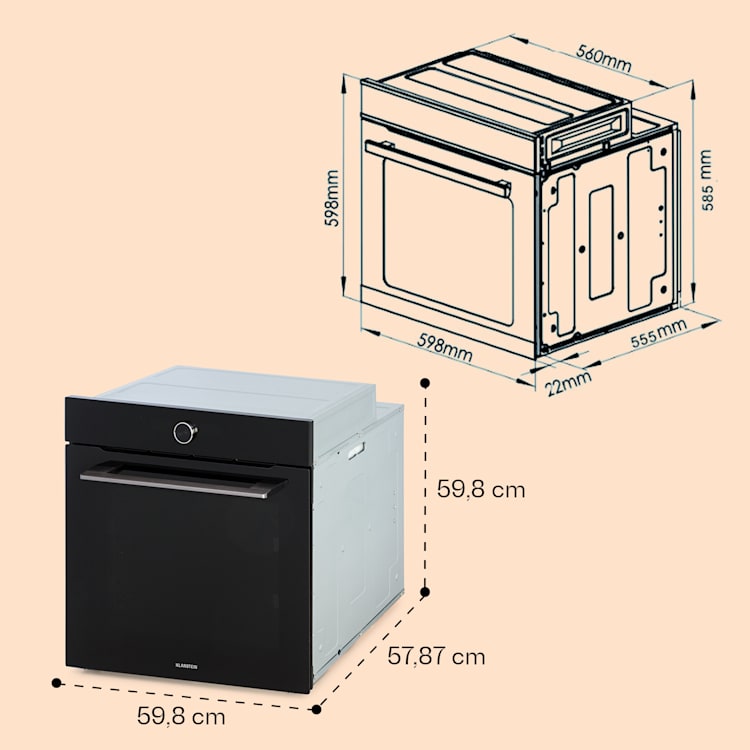 Illuminosa Smart Einbaubackofen 2800W 11 Funktionen App-Steuerung