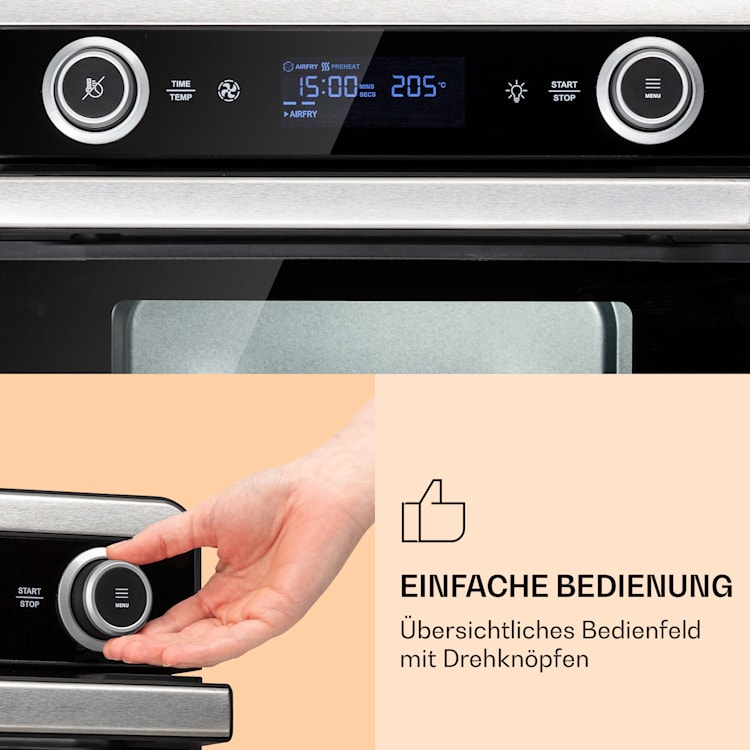 AeroVital Jumbo 3-in-1 Heißluftfritteuse Toaster Dörrautomat 1550 W 18 Liter Silber