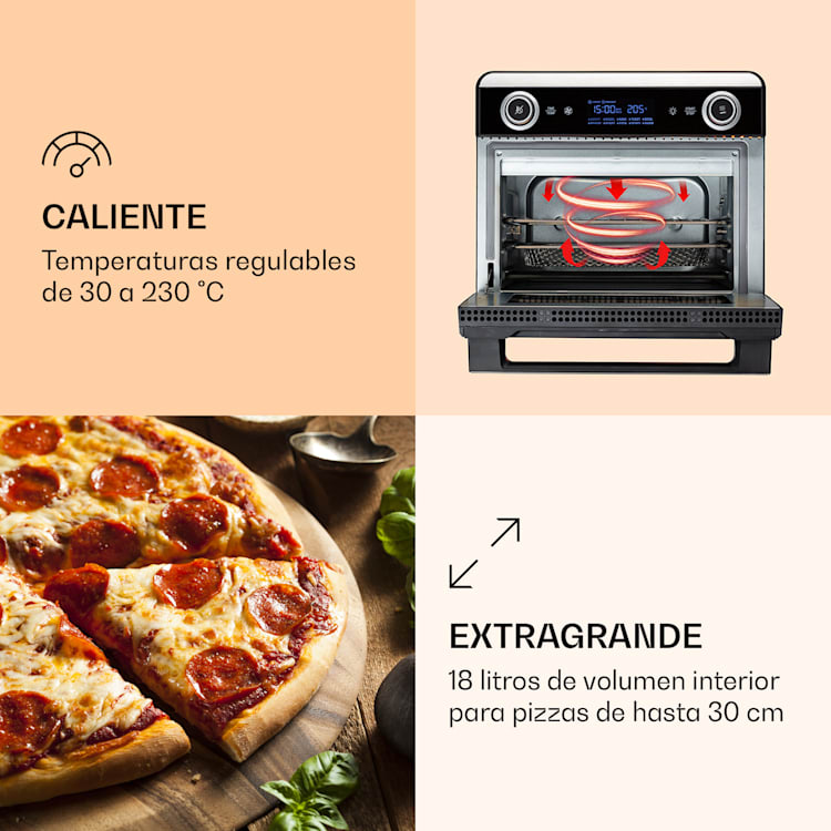 AeroVital Jumbo 3 en 1 Freidora de Aire Caliente Deshidratador 1550 W 18 Litros Plata