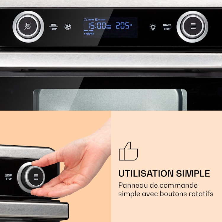 AeroVital Jumbo Friteuse à air chaud 3 en 1 Grille-pain Déshydrateur 1550 W 18 litres Argent