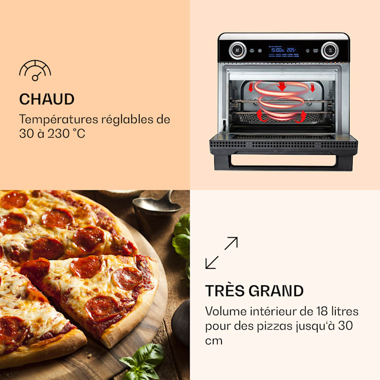 AeroVital Jumbo Friteuse à air chaud 3 en 1 Grille-pain Déshydrateur 1550 W 18 litres Argent