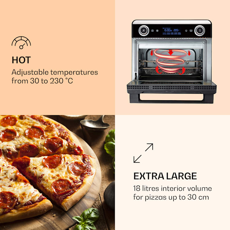 AeroVital Jumbo 3-v-1, Teplovzdušná fritéza, Toaster, Dehydrátor, 1550 W, 18 litrov Strieborná