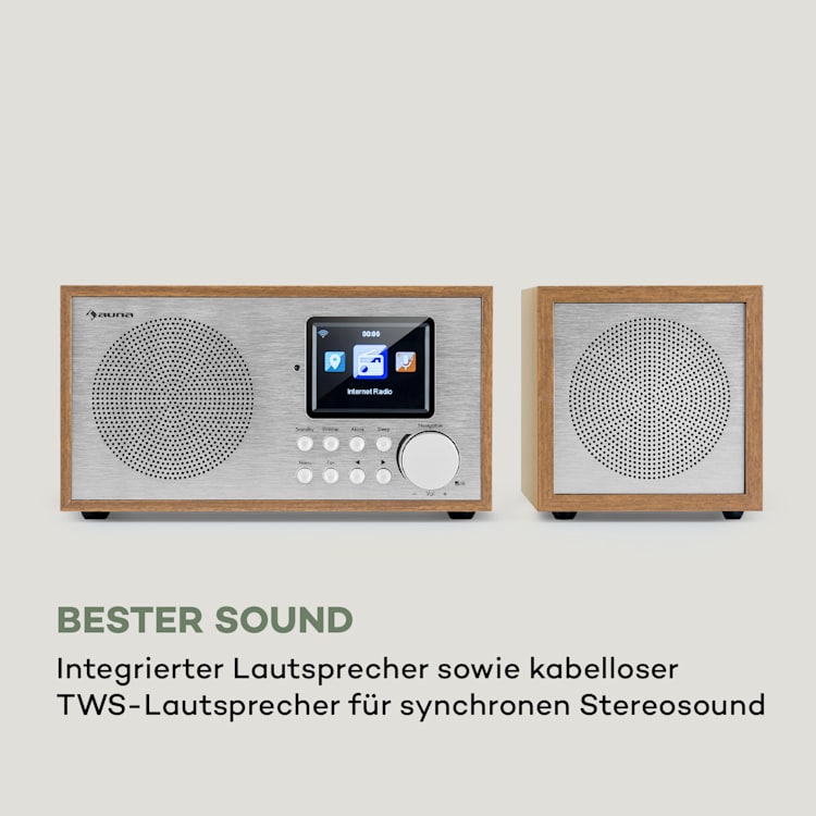 Silver Star Mini Two Internet DAB+/FM Radio, WiFi, BT, TWS Speaker Silber