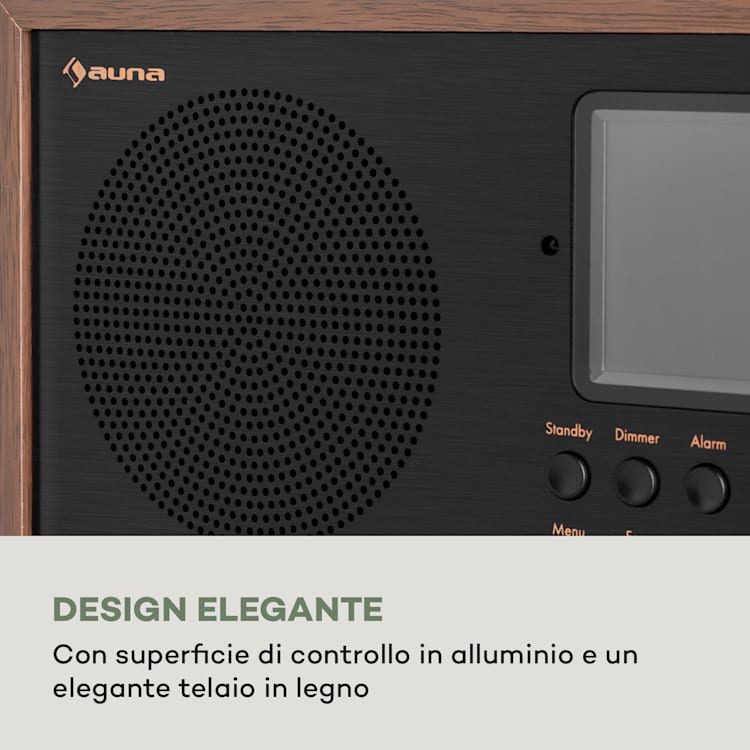 Silver Star Mini - Radio web/DAB+/FM, WiFi, BT, USB, controllo tramite app Noce/Nero